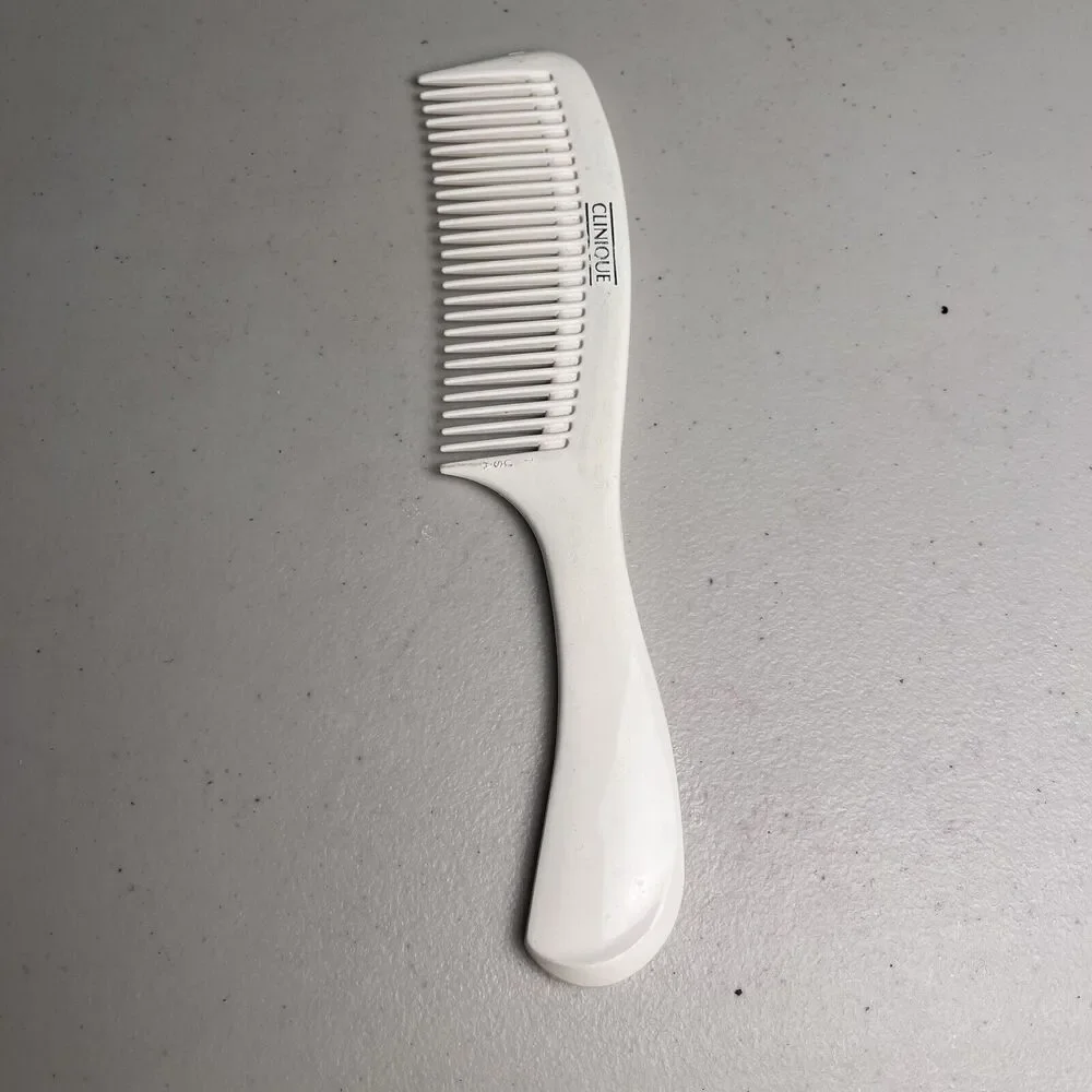 Vintage Clinique Hair Comb Wide Tooth Detangling White w/ Plastic Handle 9